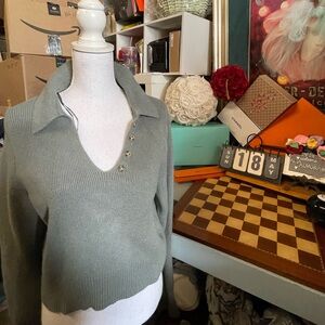 Happily grey cropped knit sweater